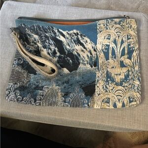 Artistic Blue and Cream Clutch by Jasper and Jeera